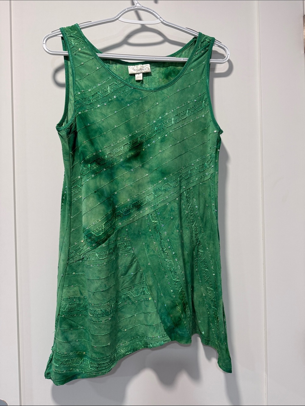 dressbarn Green Beaded Sleeveless Tunic